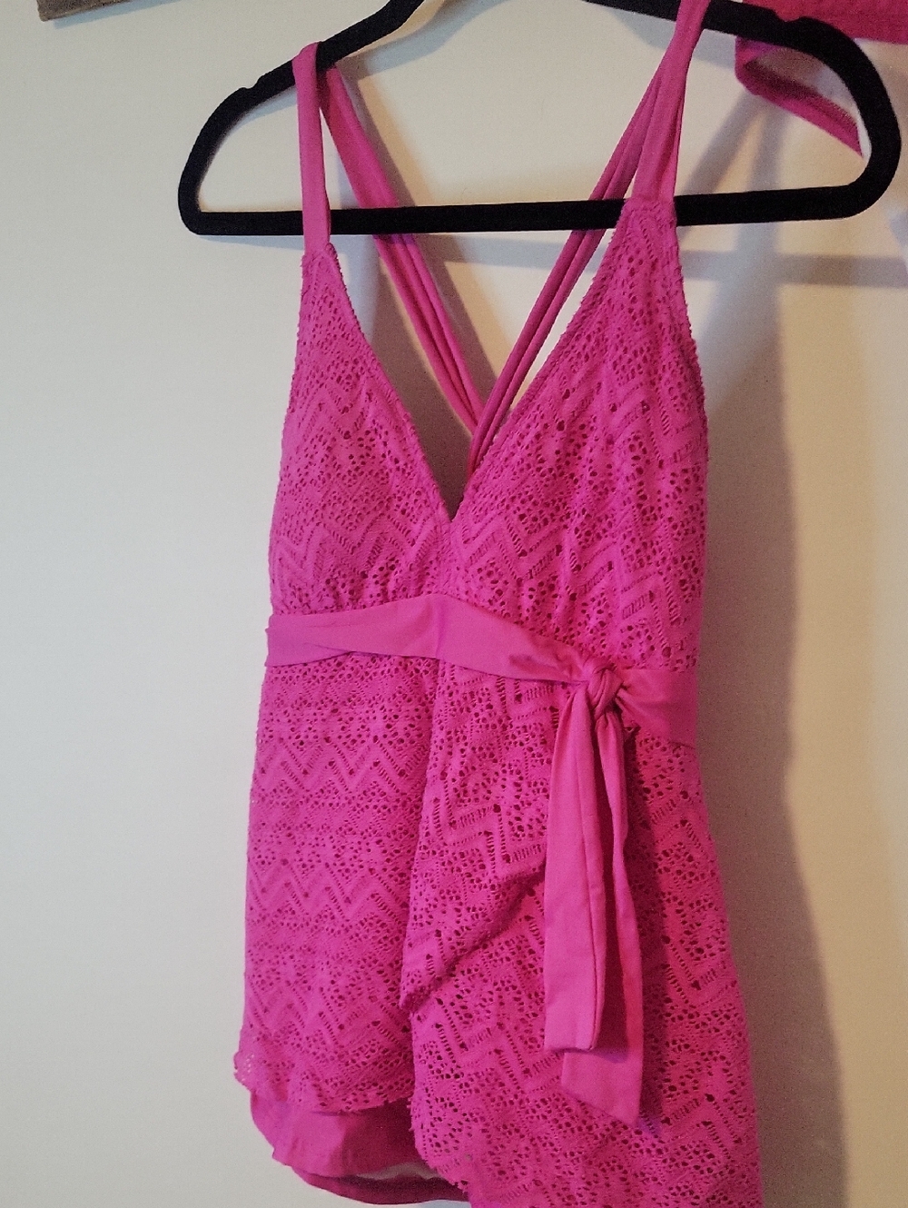 Alex Marie Pink Crochet-Detail Tankini Top and Bikini Bottoms SZ 10 - Picture 2 of 7